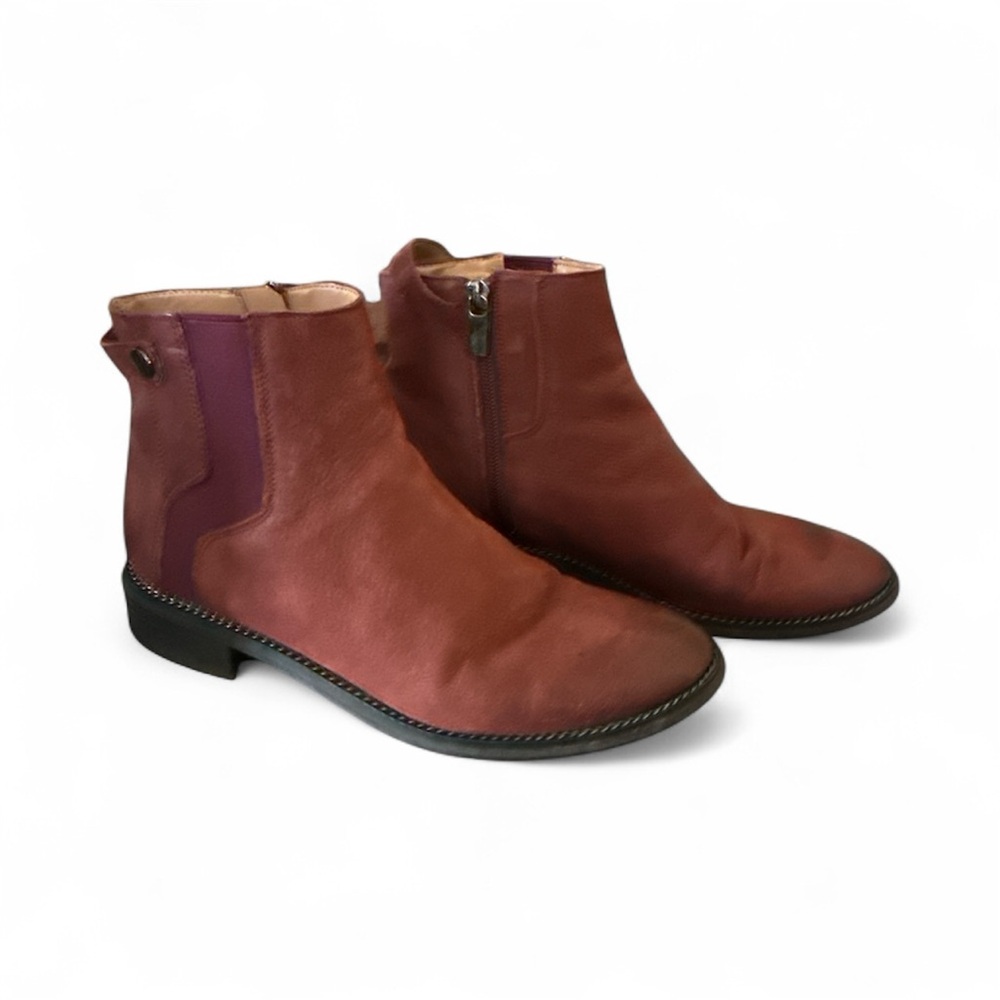 Burgundy Leather Ankle Boots - Picture 3 of 5